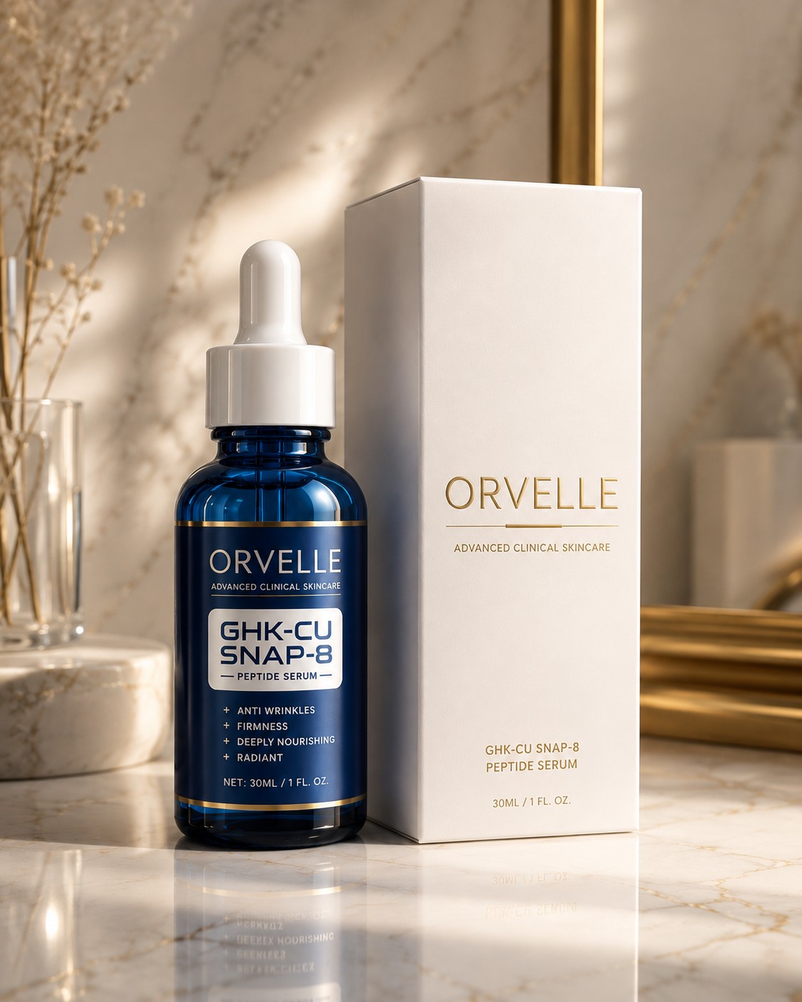 Orvelle serum bottle and box product shot
